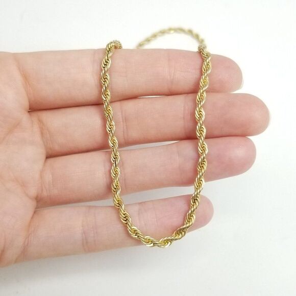 Vintage Gold Tone Rope Twist Chain Necklace, Nice Length, add Pendant, Estate - Picture 1 of 4